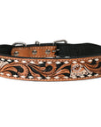 HILASON Western Genuine Leather Heavy Duty Dog Collar Floral Tooled