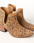 American Darling Floral Hand Curved Genuine Western Leather Ankle Boot