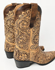 American Darling Floral Hand Curved Genuine Western Leather Long Boot