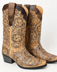 American Darling Floral Hand Curved Genuine Western Leather Long Boot
