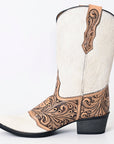 American Darling Floral Hand Curved Hair On Genuine Western Leather Long Boot