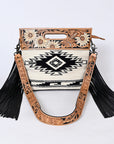 Hand Tooled Saddle Blanket Leather Western Clutch For Women