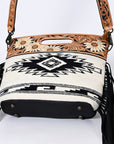 Hand Tooled Saddle Blanket Leather Western Clutch For Women