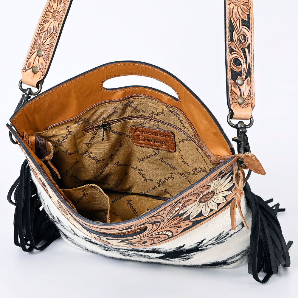 Hand Tooled Saddle Blanket Leather Western Clutch For Women