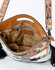 Hand Tooled Saddle Blanket Leather Western Clutch For Women