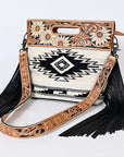Hand Tooled Saddle Blanket Leather Western Clutch For Women