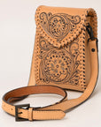 American Darling Cell Phone Holder Hand Tooled Genuine Leather Women Bag Western Handbag