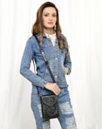 American Darling Cell Phone Holder Hand Tooled Genuine Leather Women Bag Western Handbag