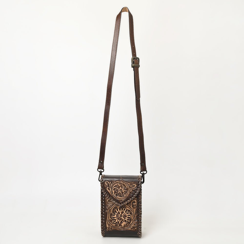 American Darling Cell Phone Holder Hand Tooled Genuine Leather Women Bag Western Handbag