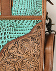 American Darling ADBG1183 Hand Tooled Crocodile Embossed Genuine Leather Women Bag Western Handbag Purse