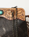 American Darling ADBG1187 Hand Tooled Hair-On Genuine Leather Women Bag Western Handbag Purse
