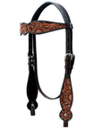 Hand-Carved Leather Western Headstall And Breast Collar Set For Training And Showing