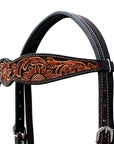 Hand-Carved Leather Western Headstall And Breast Collar Set For Training And Showing