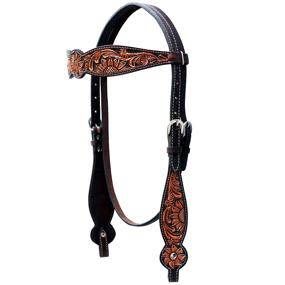 Hand-Carved Leather Western Headstall And Breast Collar Set For Training And Showing