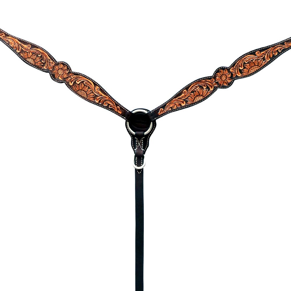 Hand-Carved Leather Western Headstall And Breast Collar Set For Training And Showing