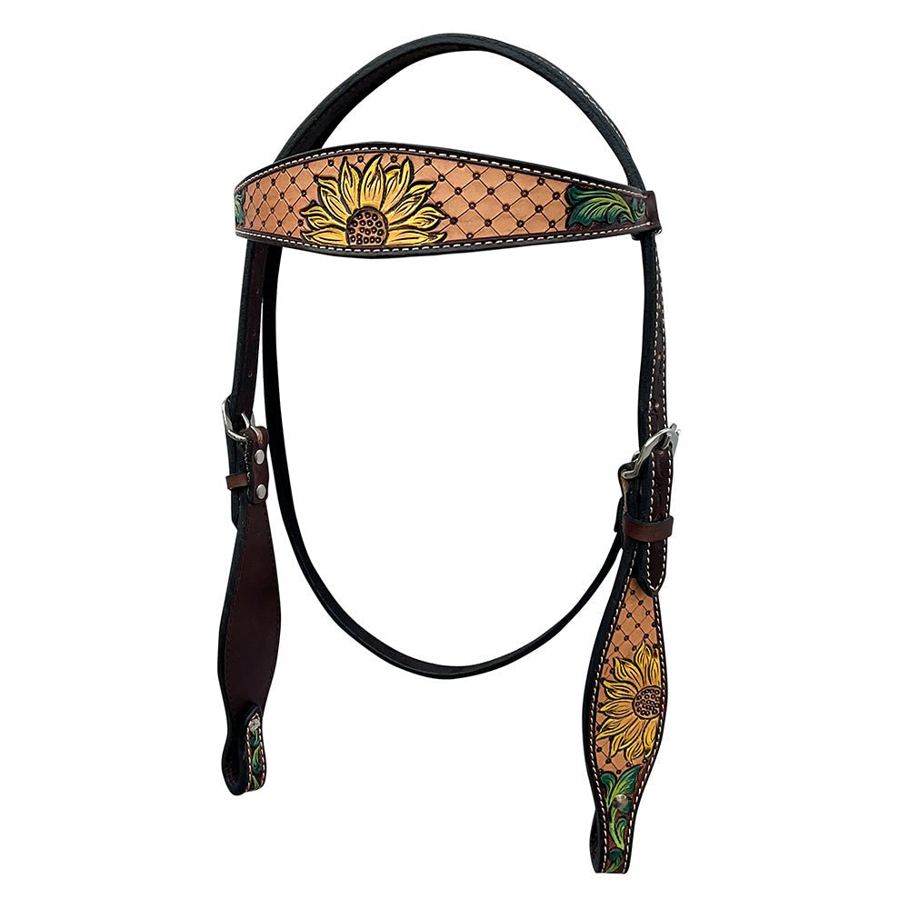 HILASON Western Horse Headstall &amp; Breast Collar American Leather Floral Carving