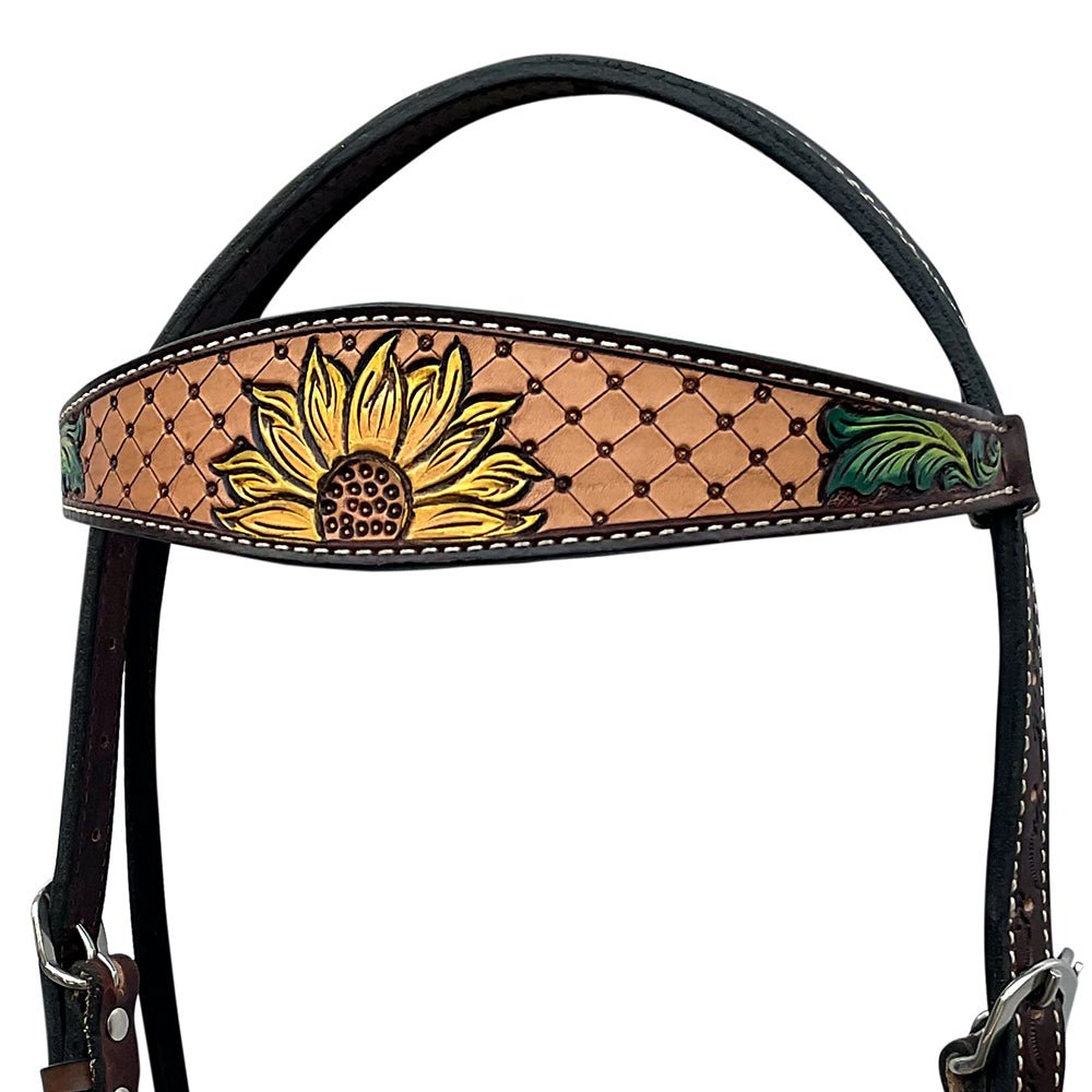 HILASON Western Horse Headstall &amp; Breast Collar American Leather Floral Carving
