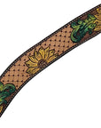 HILASON Western Horse Headstall & Breast Collar Tack Set American Leather Sunflower Carving Brown