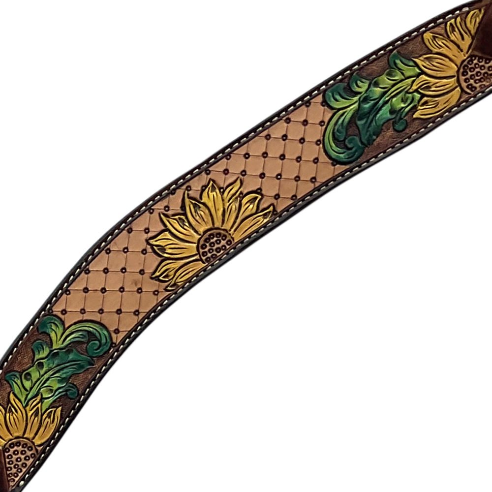 HILASON Western Horse Headstall &amp; Breast Collar American Leather Floral Carving