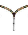 HILASON Western Horse Headstall & Breast Collar American Leather Floral Carving