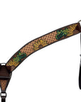 HILASON Western Horse Headstall & Breast Collar Tack Set American Leather Sunflower Carving Brown