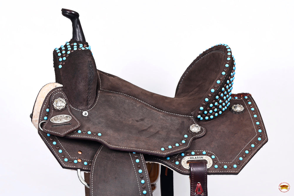 Hilason Western Horse Flex Tree Barrel Trail In Suede Leather Saddle Brown
