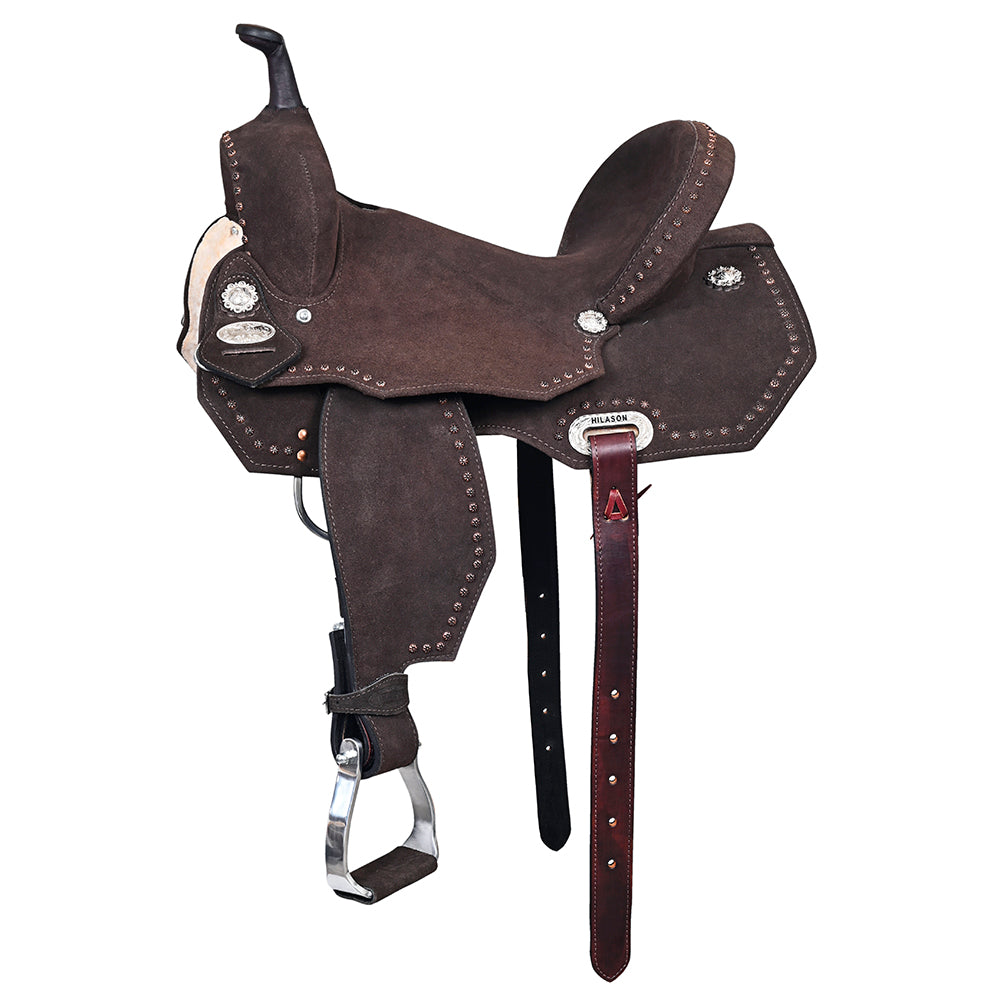 Hilason Western Horse Flex Tree Barrel Trail In Suede Leather Saddle Brown