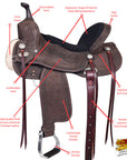 Hilason Western Horse Flex Tree Barrel Trail In Suede Leather Saddle Brown
