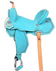 Hilason Western Horse Flex Tree Barrel Trail In Suede Leather Saddle Turquoise