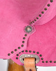 Resilient Western Barrel Trailriding Saddle With Pink Suede Leather And Ergonomic Tree
