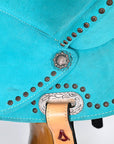 Western Barrel Saddle With Flex Tree Turquoise Suede Leather