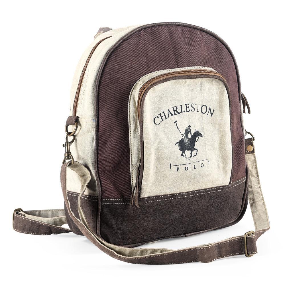 OHLAY KB538 Backpack Upcycled Canvas Genuine Leather women bag western handbag purse