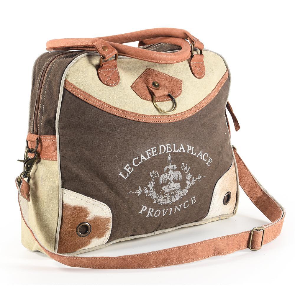 OHLAY MESSENGER Upcycled Canvas Hair-on Genuine Leather women bag western handbag purse