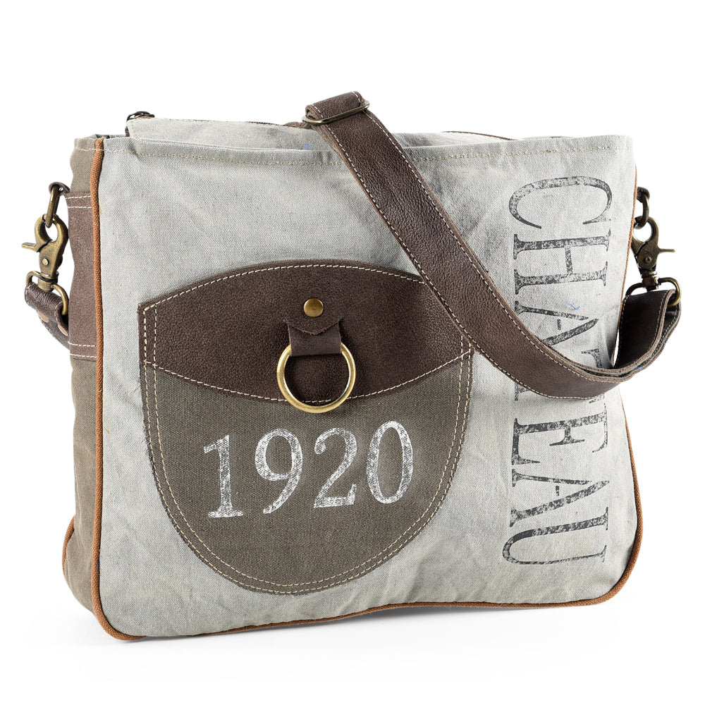 OHLAY MESSENGER Upcycled Canvas  Genuine Leather women bag western handbag purse