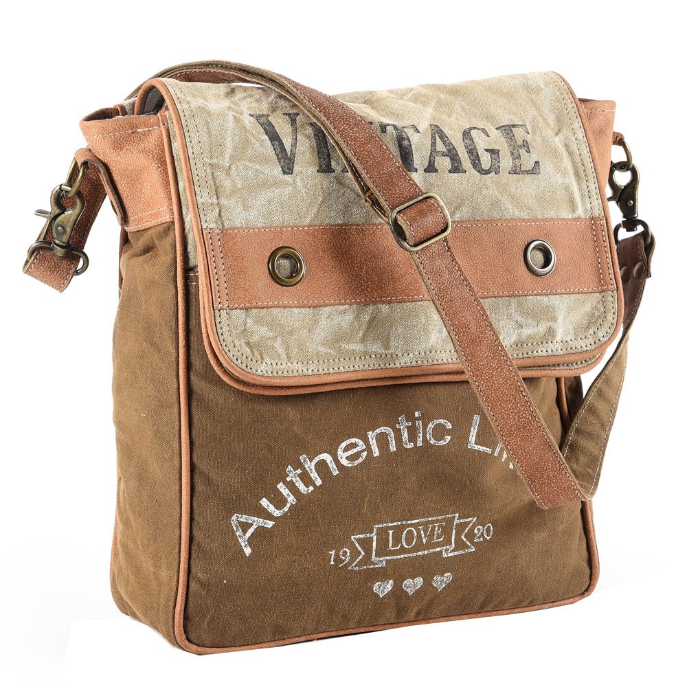 OHLAY MESSENGER Upcycled Canvas  Genuine Leather women bag western handbag purse