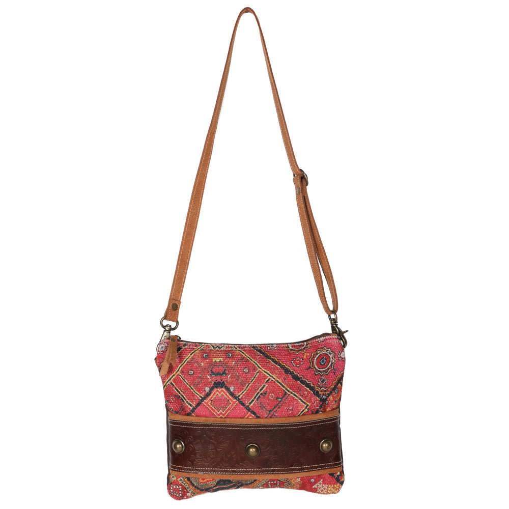 OHLAY KB646 Cross Body Upcycled Wool Upcycled Canvas Embossed Genuine Leather women bag western handbag purse