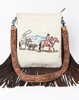 American Darling ADBGS192BY Messenger Hair-On Genuine Leather Women Bag Western Handbag Purse