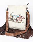 American Darling ADBGS192BY Messenger Hair-On Genuine Leather Women Bag Western Handbag Purse