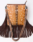 American Darling Messenger Hand Tooled Hair On Genuine Leather Western Women Bag Handbag Purse | Cute