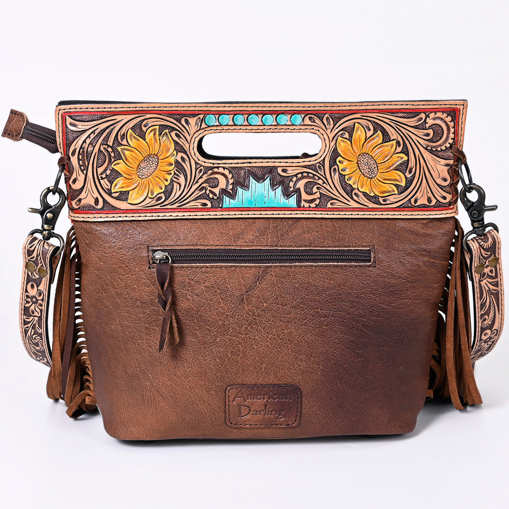 Hand Tooled Saddle Blanket Leather Western Clutch For Women