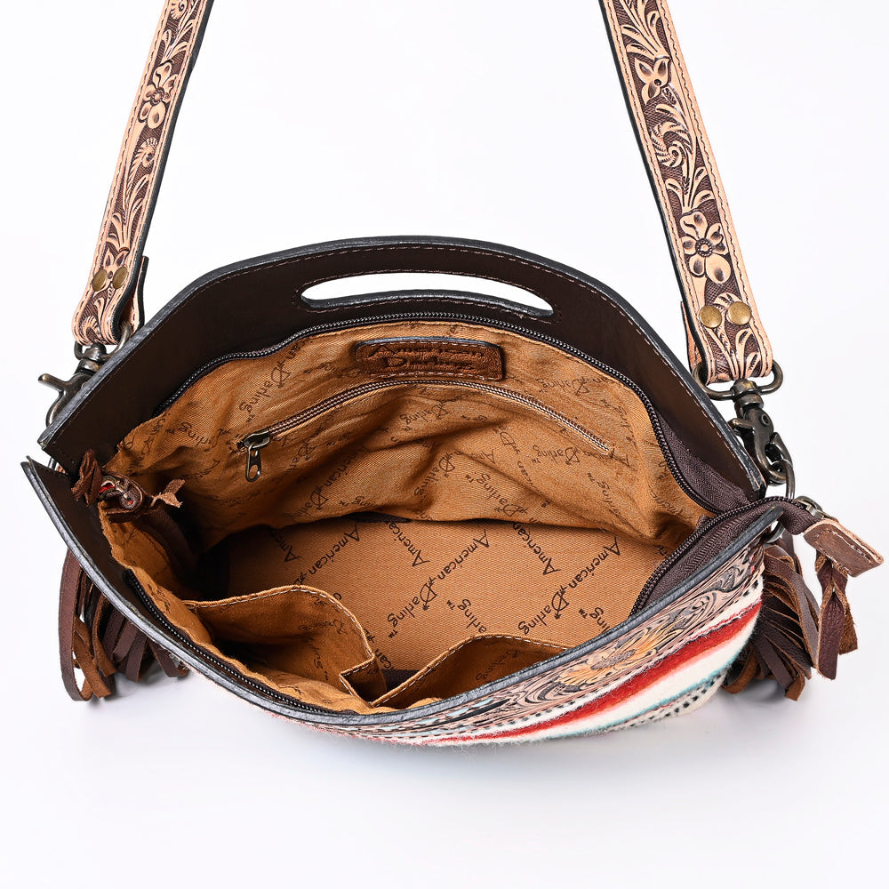 Hand Tooled Saddle Blanket Leather Western Clutch For Women