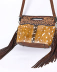 Hand Tooled Saddle Blanket Leather Western Clutch For Women