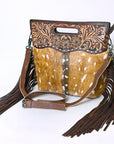 Hand Tooled Saddle Blanket Leather Western Clutch For Women