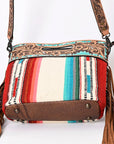 Hand Tooled Saddle Blanket Leather Western Clutch For Women