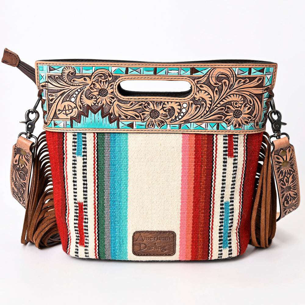 Hand Tooled Saddle Blanket Leather Western Clutch For Women