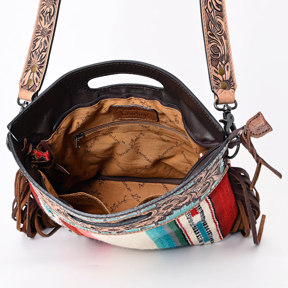 Hand Tooled Saddle Blanket Leather Western Clutch For Women