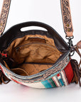 Hand Tooled Saddle Blanket Leather Western Clutch For Women