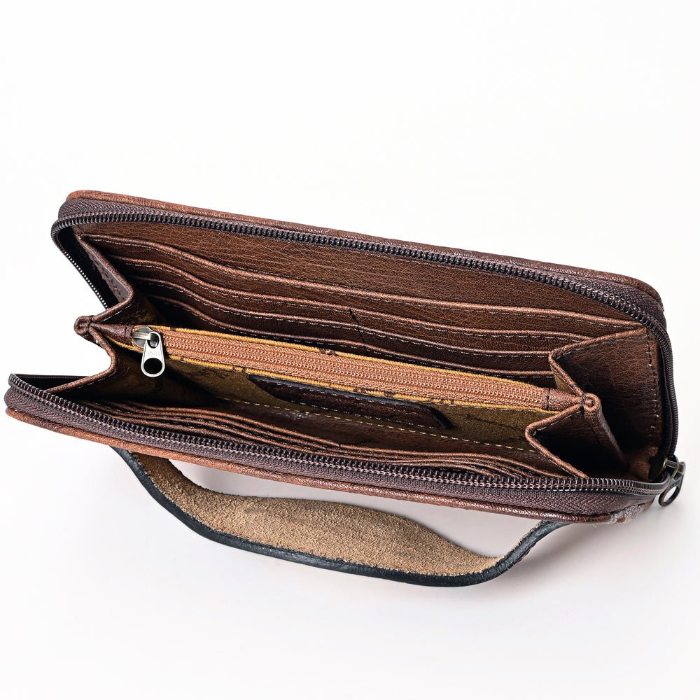 American Darling Wallet Hand Tooled Crocodile Embossed Genuine Leather Women Bag Western Handbag Purse