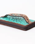 American Darling Wallet Hand Tooled Crocodile Embossed Genuine Leather Women Bag Western Handbag Purse