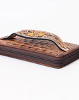 American Darling Wallet Hand Tooled Crocodile Embossed Genuine Leather Women Bag Western Handbag Purse